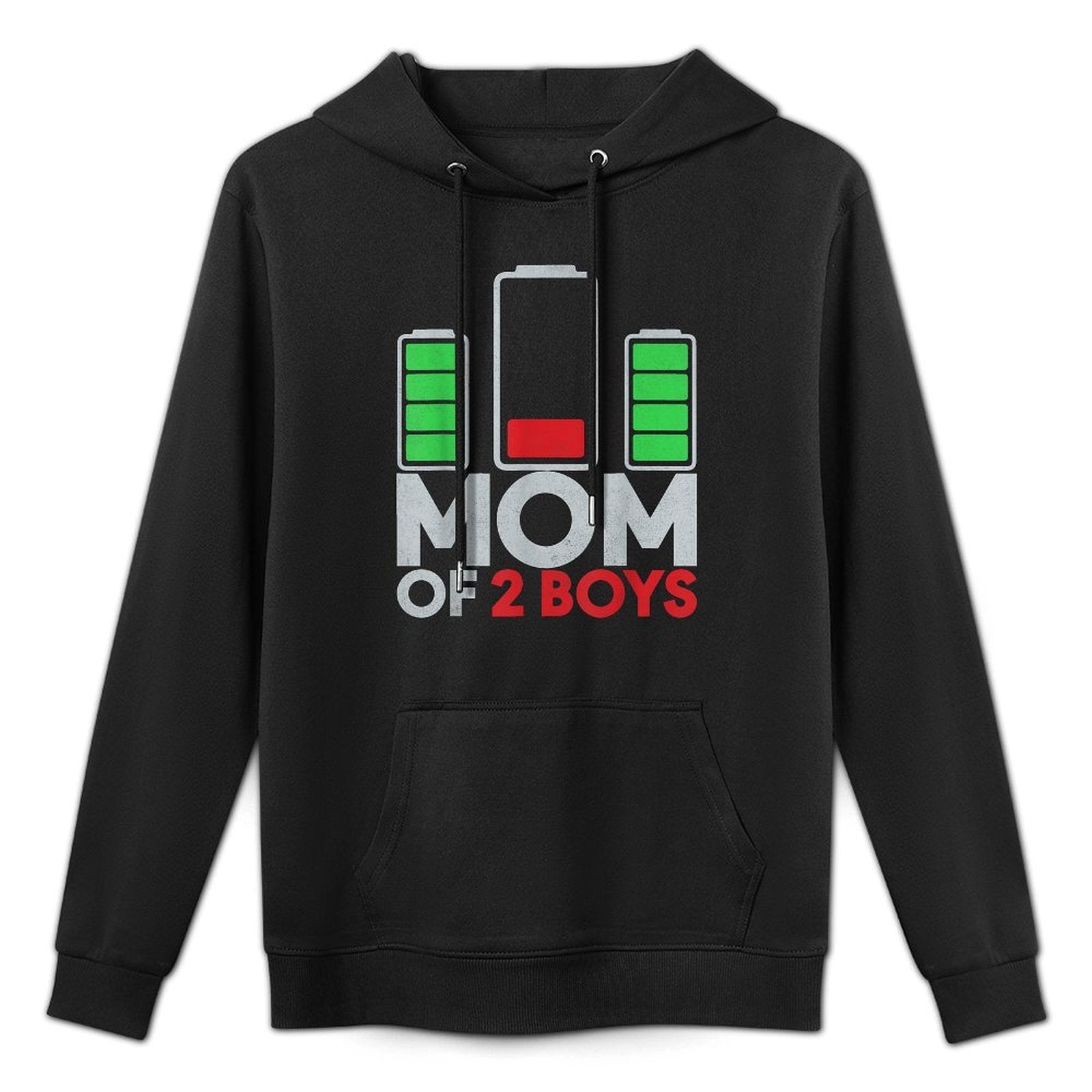 Mom of 2 Boys Lower Battery Son Mothers Day Birthday Women Breathable Fabric Hoodie