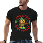 Give A Hoot Don’t Pollute Funny Woodsy Owl Eco Awareness  Heathered Texture T-Shirt