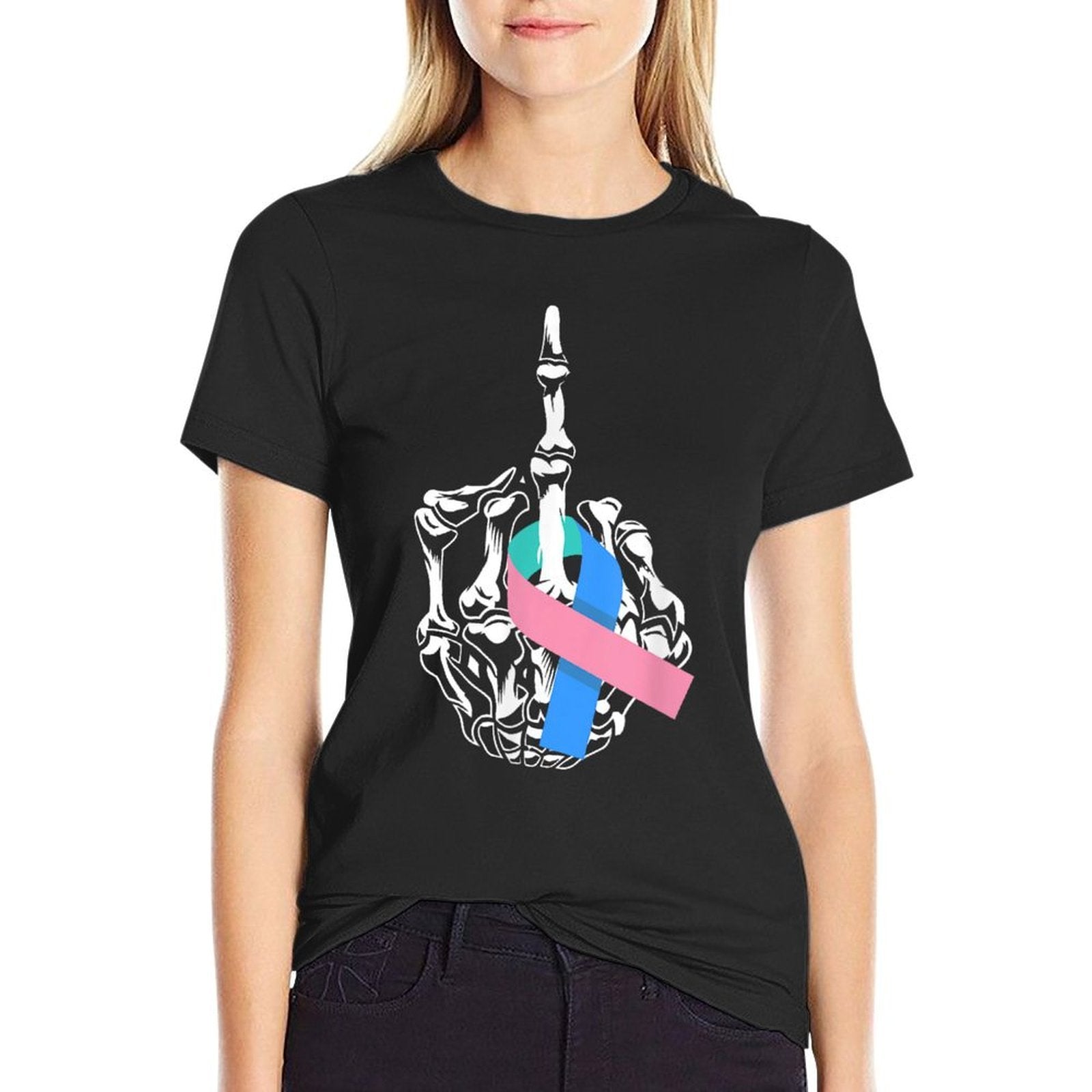 Fuck Thyroid Cancer Middle Finger Thyroid Cancer Awareness  Versatile T-Shirt