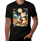 Cat Eating Sushi Japanese Anime Manga Kawaii Cat Ukiyo-e Art  Durable T-Shirt