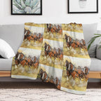 Clydesdales in Harness Wrinkle-free Throw Blanket