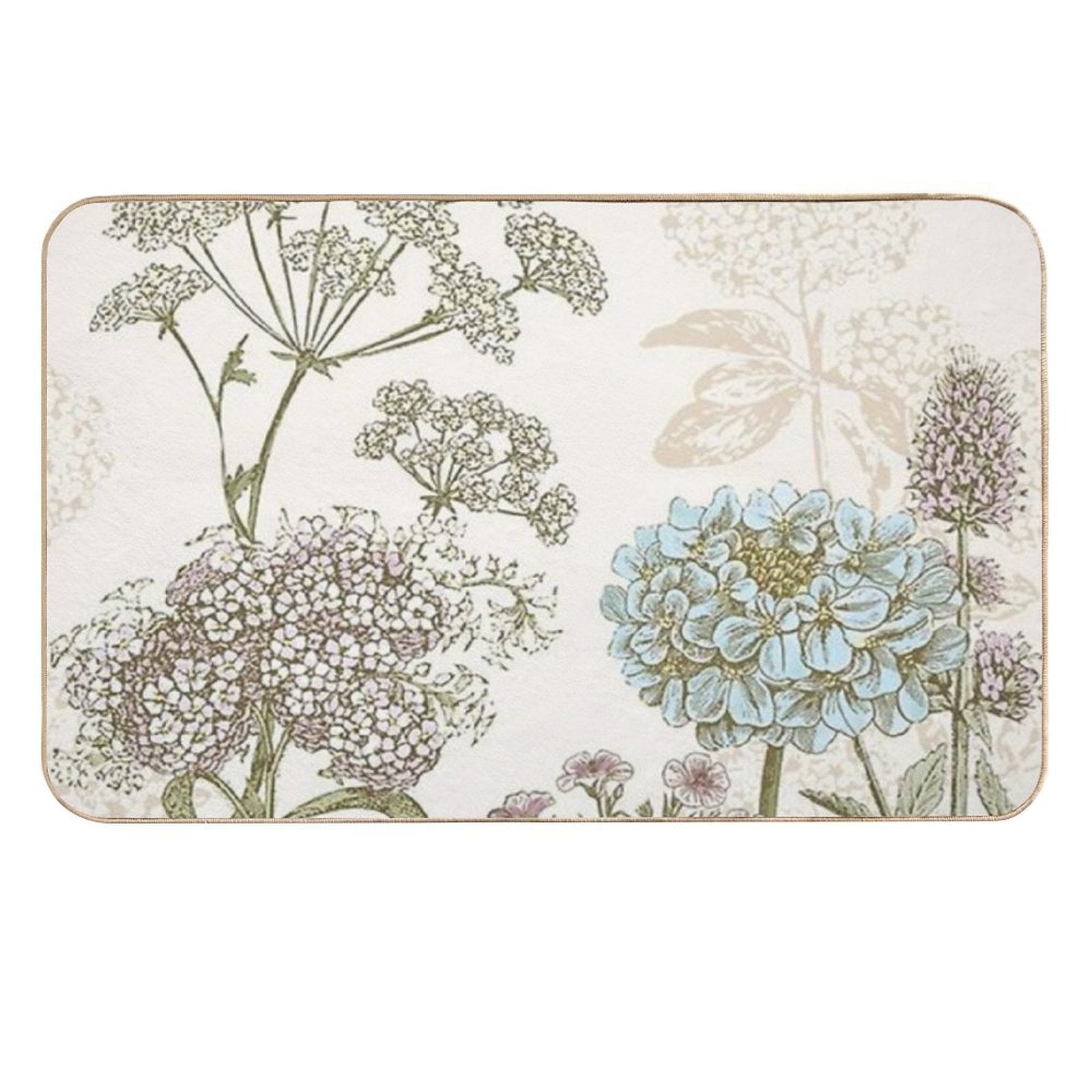 Blue Flower And Other Thing.  Repositionable Bath Mat