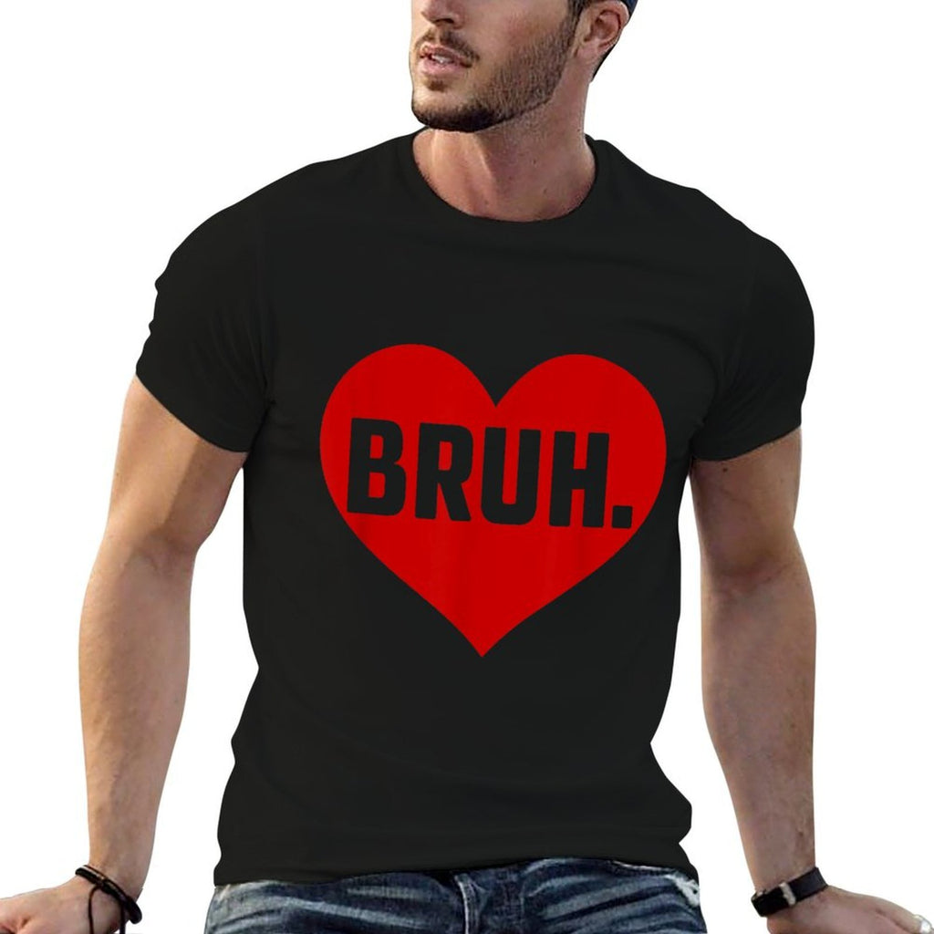 Retro Valentines Day Bruh Meme Heart Funny Sayingns Boy  Eco-friendly Material T-Shirt