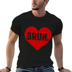 Retro Valentines Day Bruh Meme Heart Funny Sayingns Boy  Eco-friendly Material T-Shirt