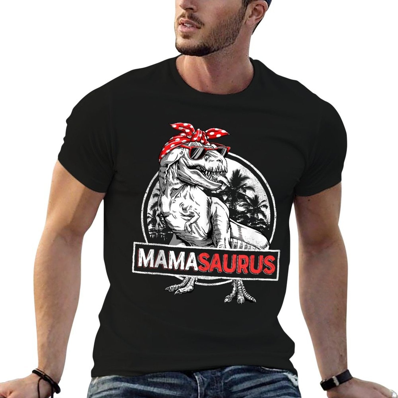 Mamasaurus T Rex Dinosaur Funny Mama Saurus Mothers Family  Stretchy T-Shirt