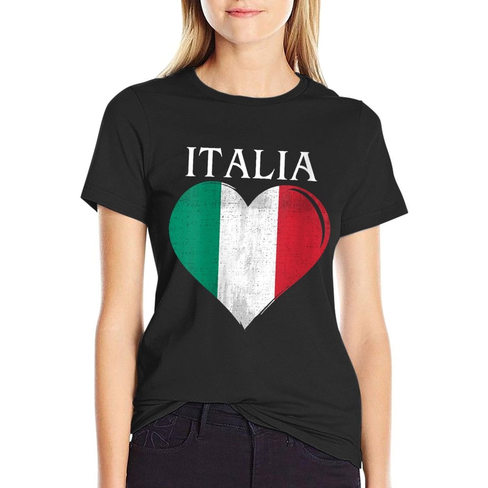 Womens Vintage Italia Heart For Italy Italian Italiano  Relaxed-fit T-Shirt