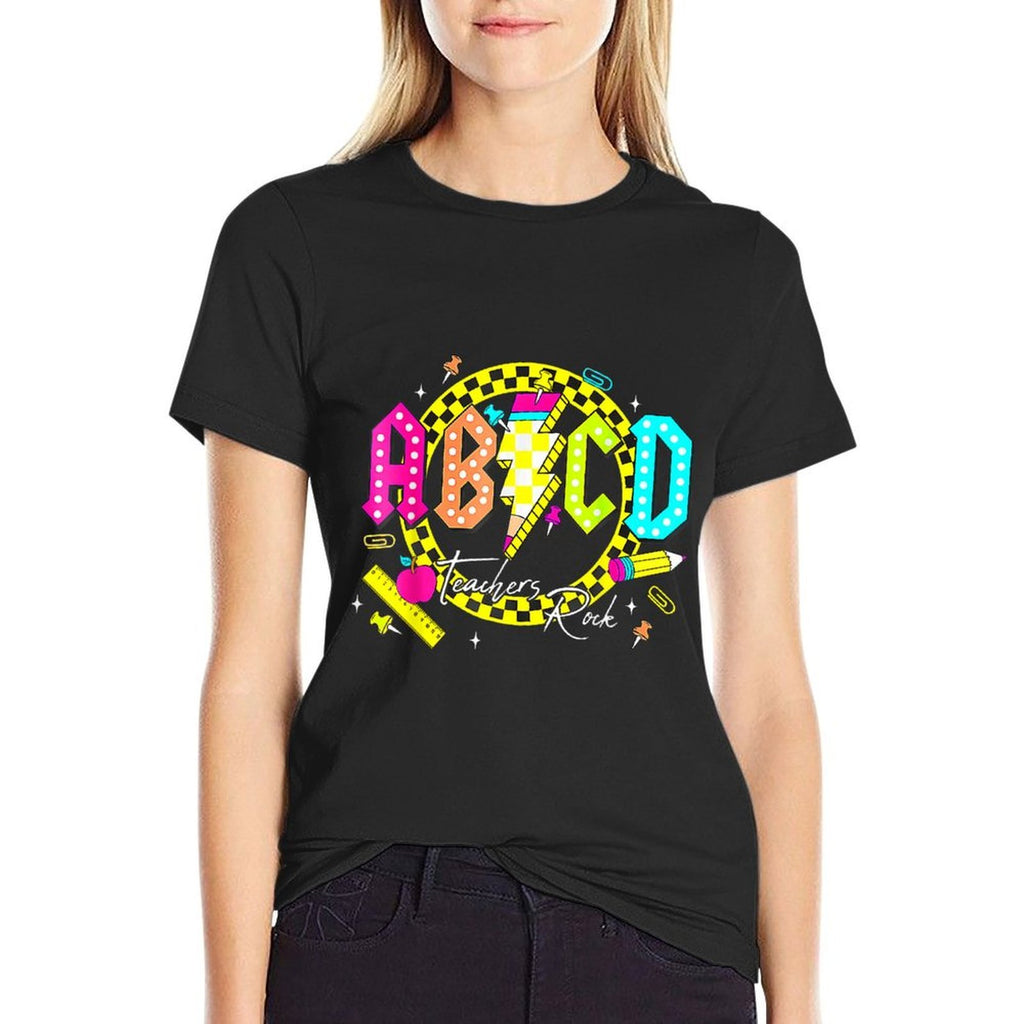 Funny Back To School ABCD Teacher Rocks Abcs Teachers Rock  Tagless Design T-Shirt