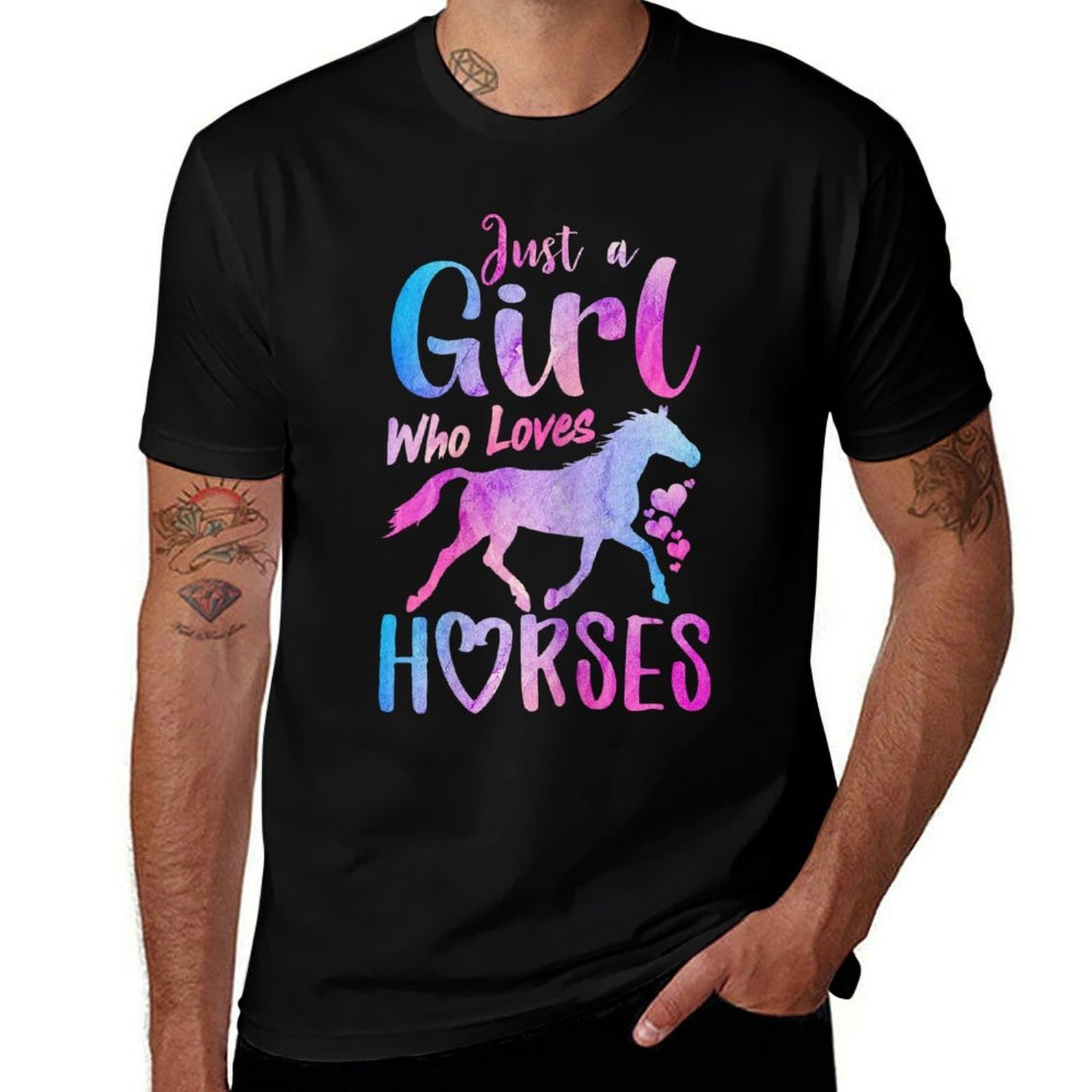 Just A Girl Who Loves Horses Riding Cute Horse Girls Women  Fade-proof Color T-Shirt