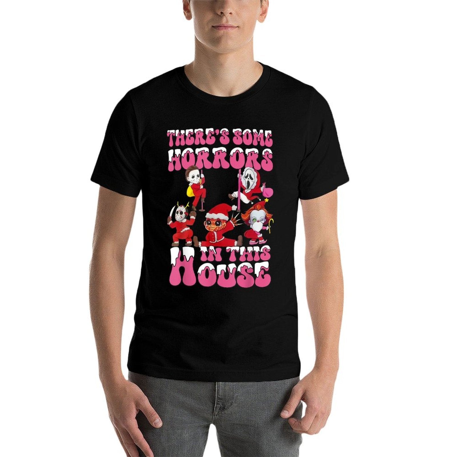 Theres Some Horror In This House Funny Santa Christmas Xmas  Polyester Blend T-Shirt