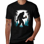 Bigfoot Drinking Whiskey - Funny Bigfoot Sasquatch Lover  Rolled Sleeves T-Shirt