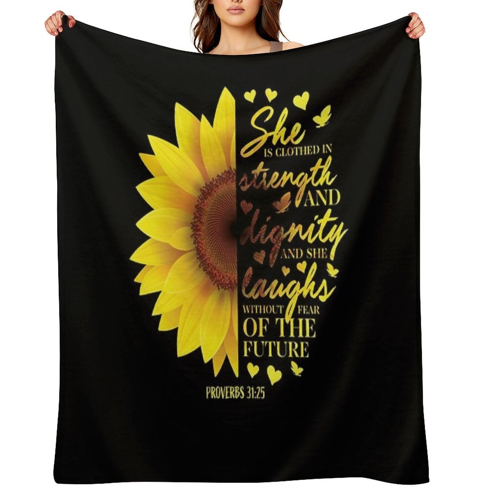 Sunflower Christian Bible Verse Proverbs 31 Travel-friendly Throw Blanket
