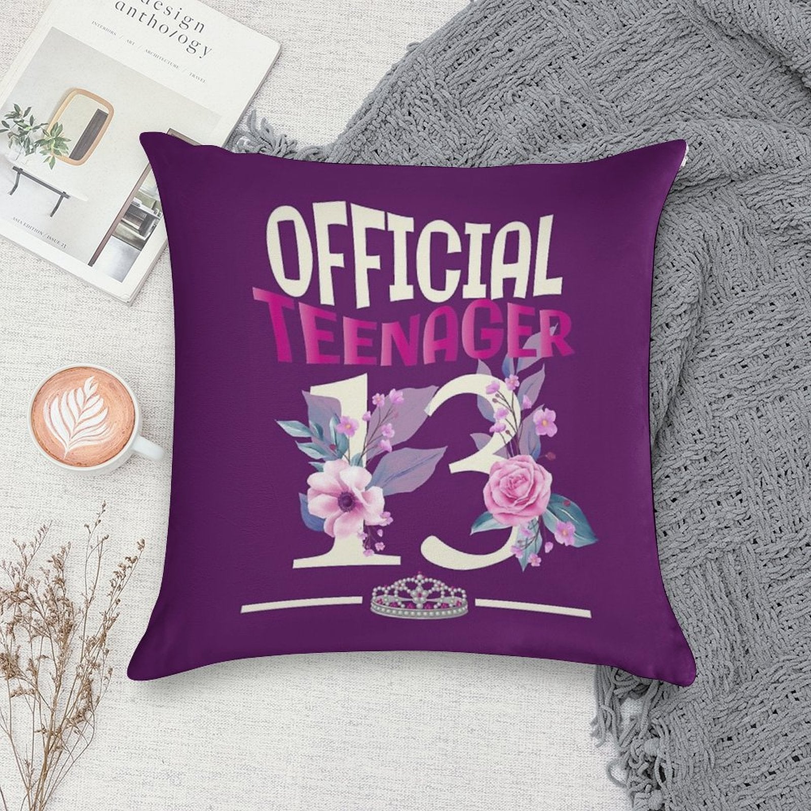 Official Teenager - 13th Birthday Gifts For Girls Soft Anti-Pilling Throw Pillow