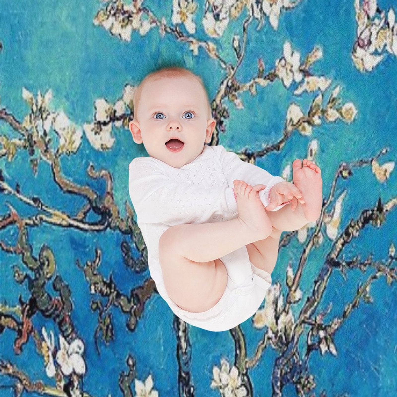 Vincent Van Gogh Almond Blossoms Turquoise Ocean Eco-conscious Throw Blanket