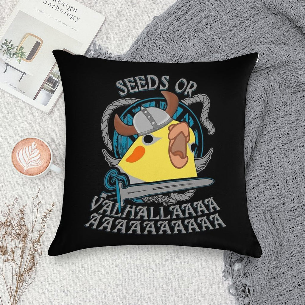 Seeds Or Valhalla - Viking Cockatiel Soft Hidden Zipper Throw Pillow