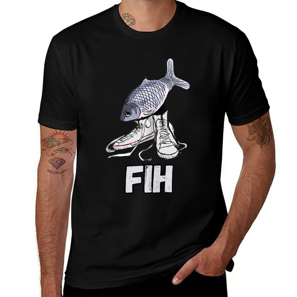 Fih Shoes Funny Misspelled Fish Meme Fih Calling Humor  Oversized Silhouette T-Shirt
