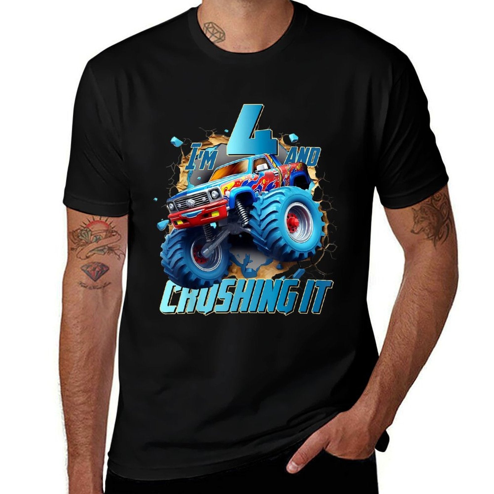 Im Crushing It Monster Truck 4 Year Old Boys 4th Birthday  Stretchy T-Shirt