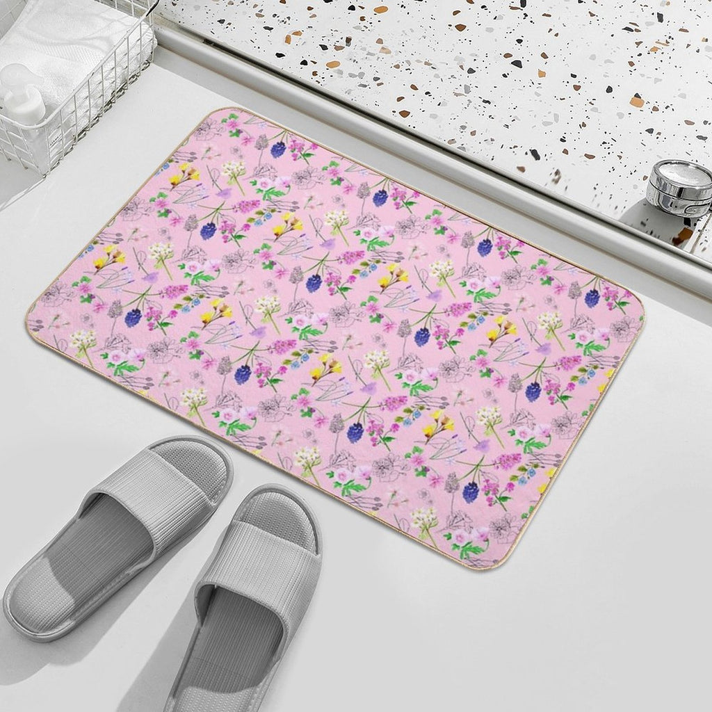 Wild Flower Pink  Stain-Proof Bath Mat