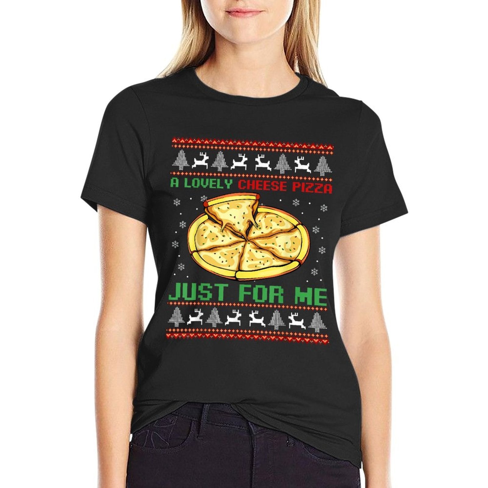 A Lovely Cheese Pizza Just For Me Christmas Tree  Moisture-wicking T-Shirt