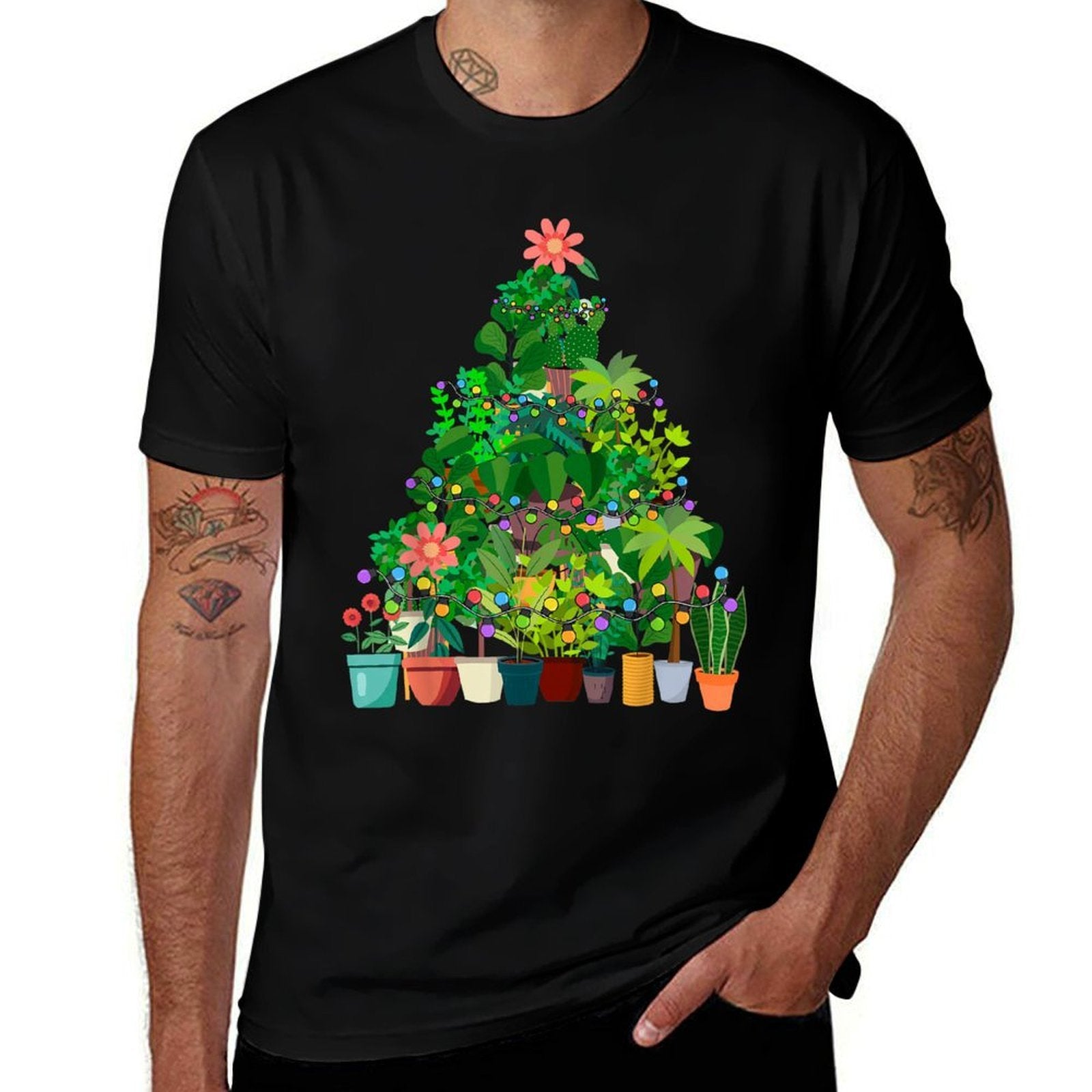 Gardening Potted Plant Christmas Tree  Tagless Design T-Shirt