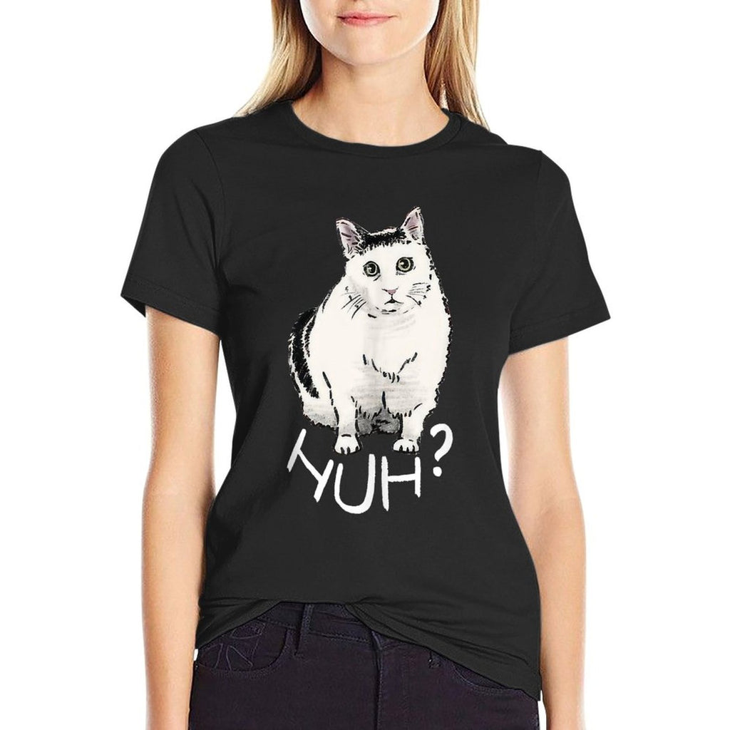 Funny Cat Huh Meme Internet Reaction Men Women Kids  Polyester Blend T-Shirt