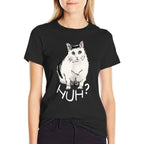 Funny Cat Huh Meme Internet Reaction Men Women Kids  Polyester Blend T-Shirt