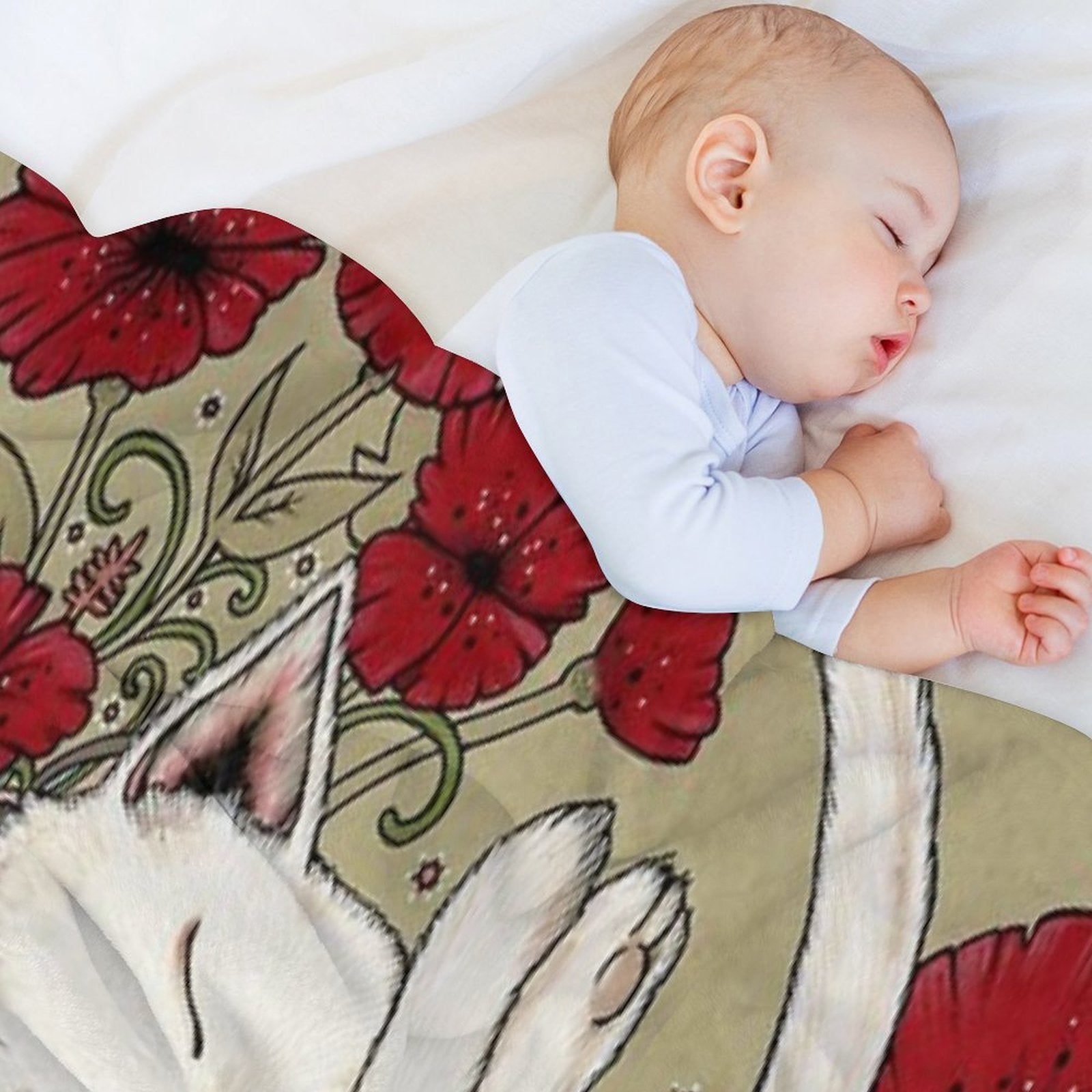 Poppies And Ladybug Machine-washable Throw Blanket