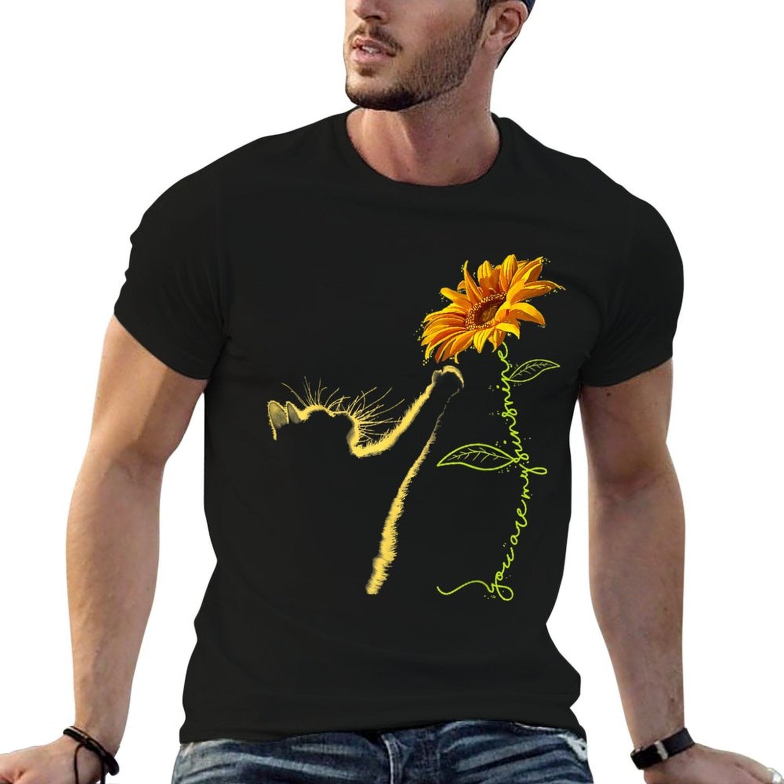 Cat Sunflower Gifts For Cat Lovers, Cat Mom, Cat Lady, Women  Polyester Blend T-Shirt