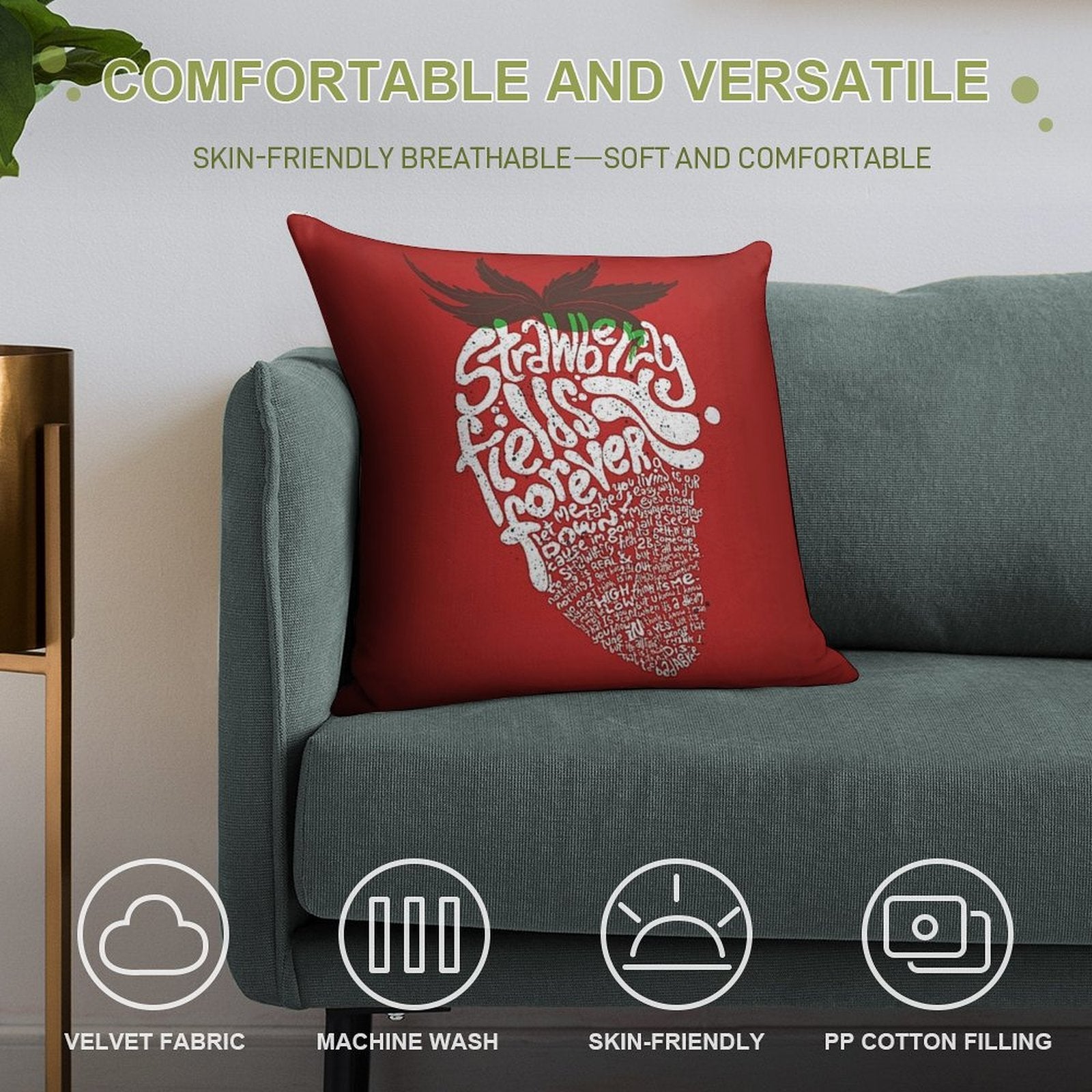 Strawberry Fields Forever Soft Ultra-Soft Texture Throw Pillow