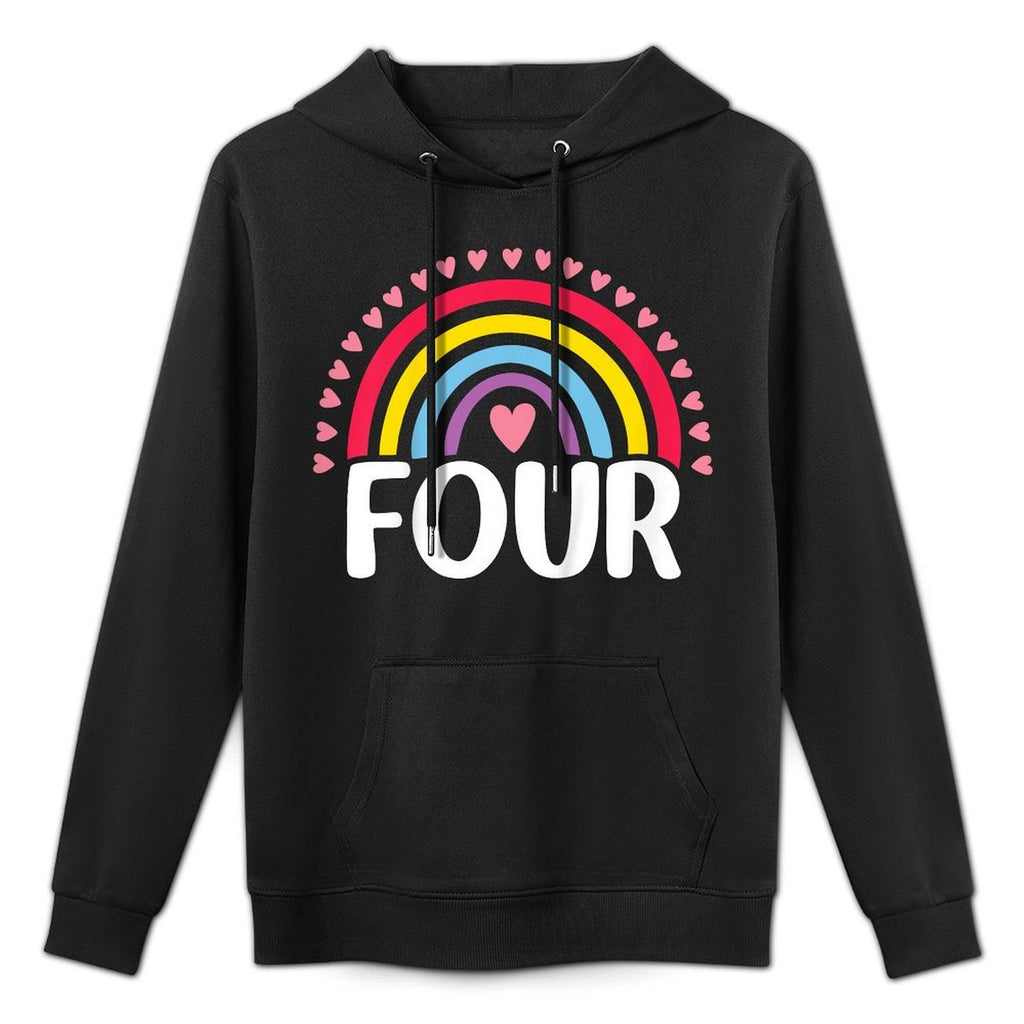 Kids 4th Birthday Gift Rainbow Fan 4 Years Old Girls 4 Bday Moisture-Wicking Hoodie