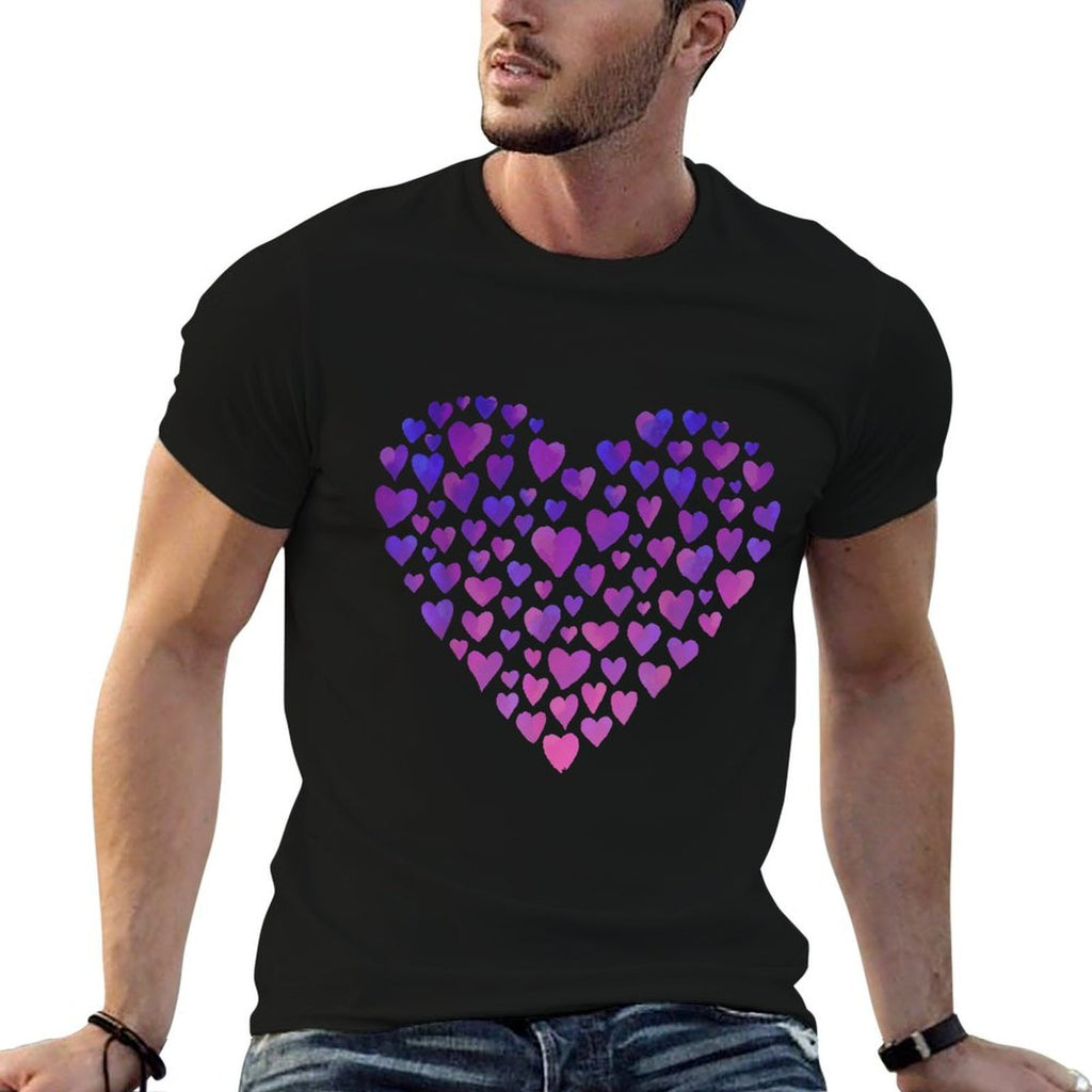 Purple And Pink Ombre Hearts Comfortable T-Shirt