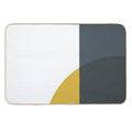 Abstract Geometric Minimalist 2 Navy Blue, Light Mustard Yellow, And White  Long-Lasting Bath Mat