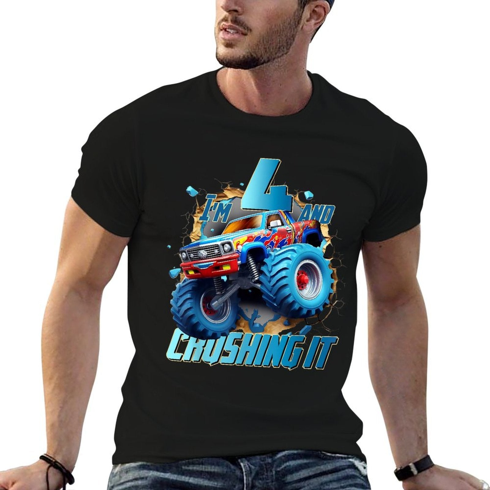 Im Crushing It Monster Truck 4 Year Old Boys 4th Birthday  Stretchy T-Shirt