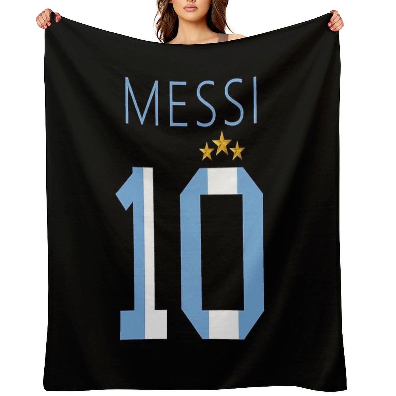 Messi Argentina Number 10 with 3 Stars Ver 1 Quick-dry Throw Blanket
