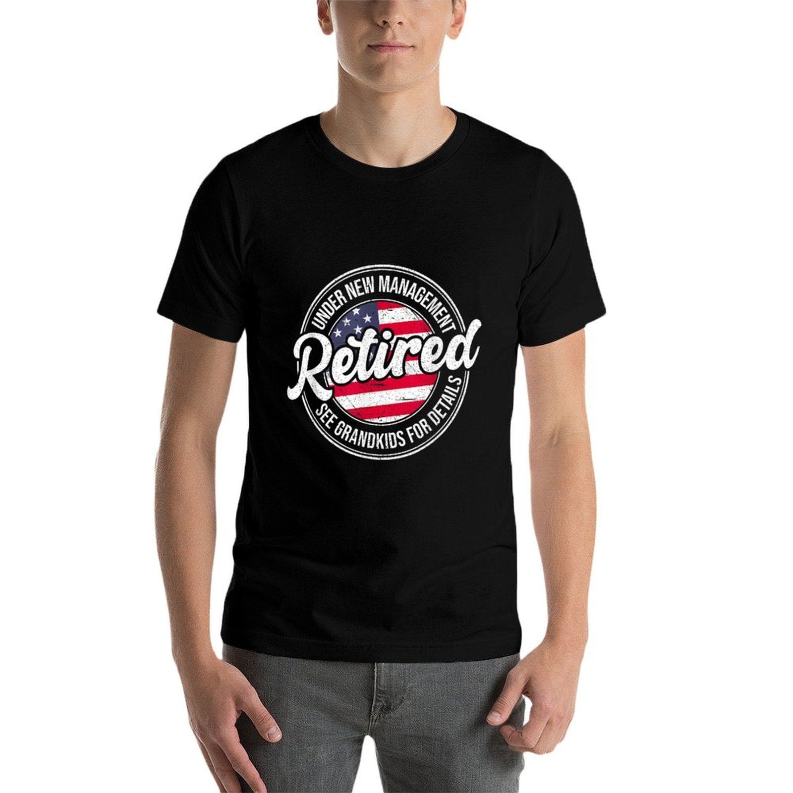Retired Under New Management See Grandkids Funny Retirement  Oversized Silhouette T-Shirt