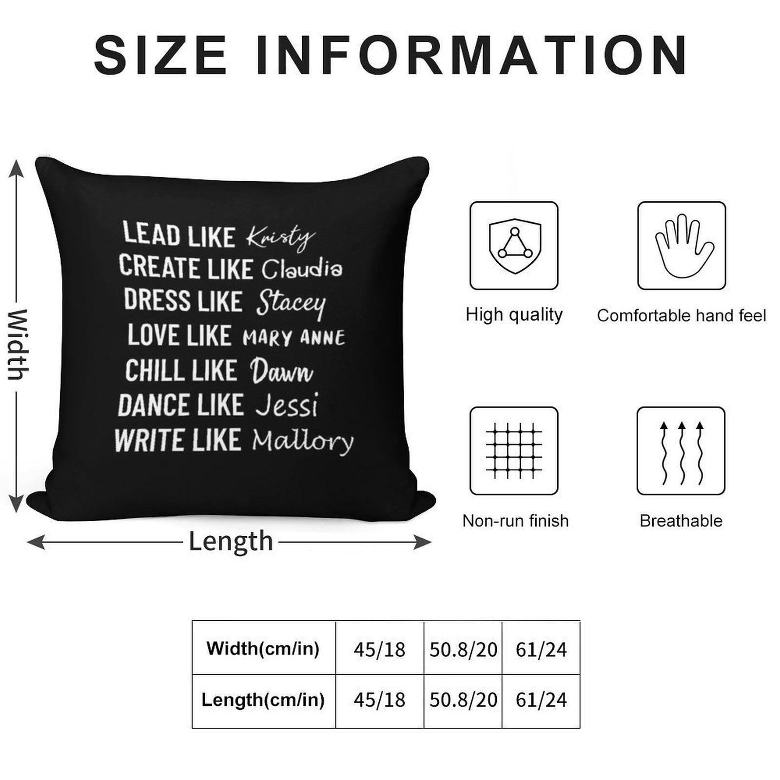 The Baby Sitters Club - Kristy, Claudia, Stacey, Mary Anne, Dawn, Jessi, Mallory Soft Warmth Comfort Throw Pillow