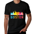 Boston Massachusetts Retro Watercolor Skyline Souvenir  Versatile T-Shirt
