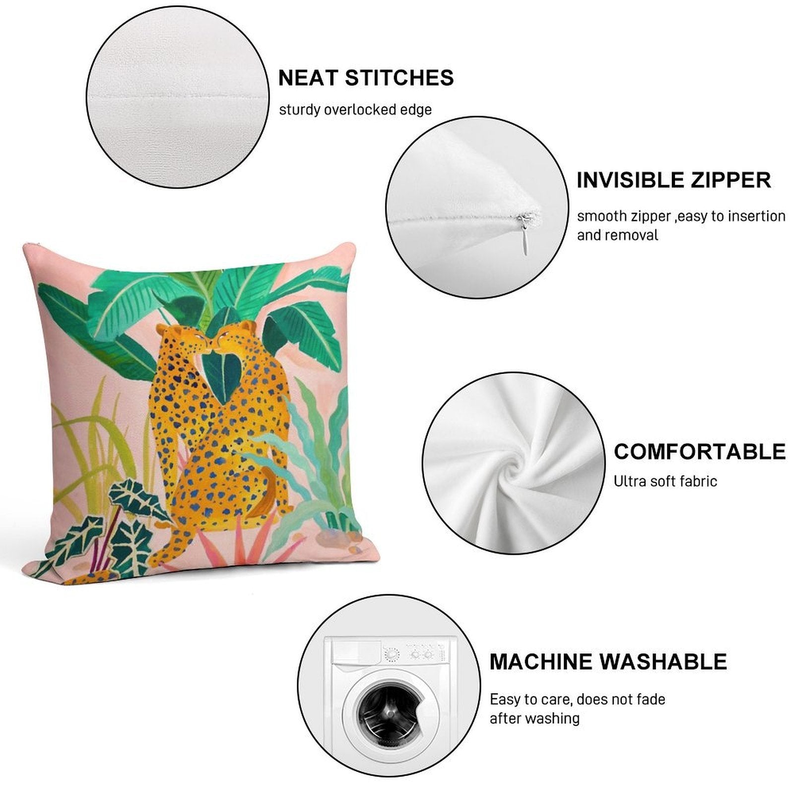 Cheetah Crush Soft Anti-Pilling Throw Pillow