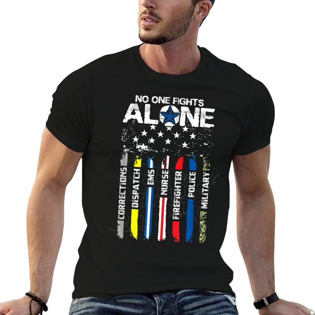 First Responders American Thin Line Police Fire Military EMS  Stretchy T-Shirt