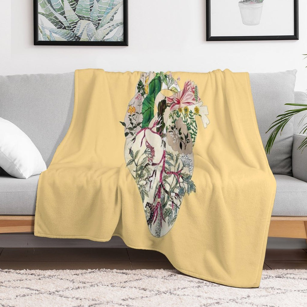 Vintage Botanical Heart - Sunshine Lightweight Throw Blanket