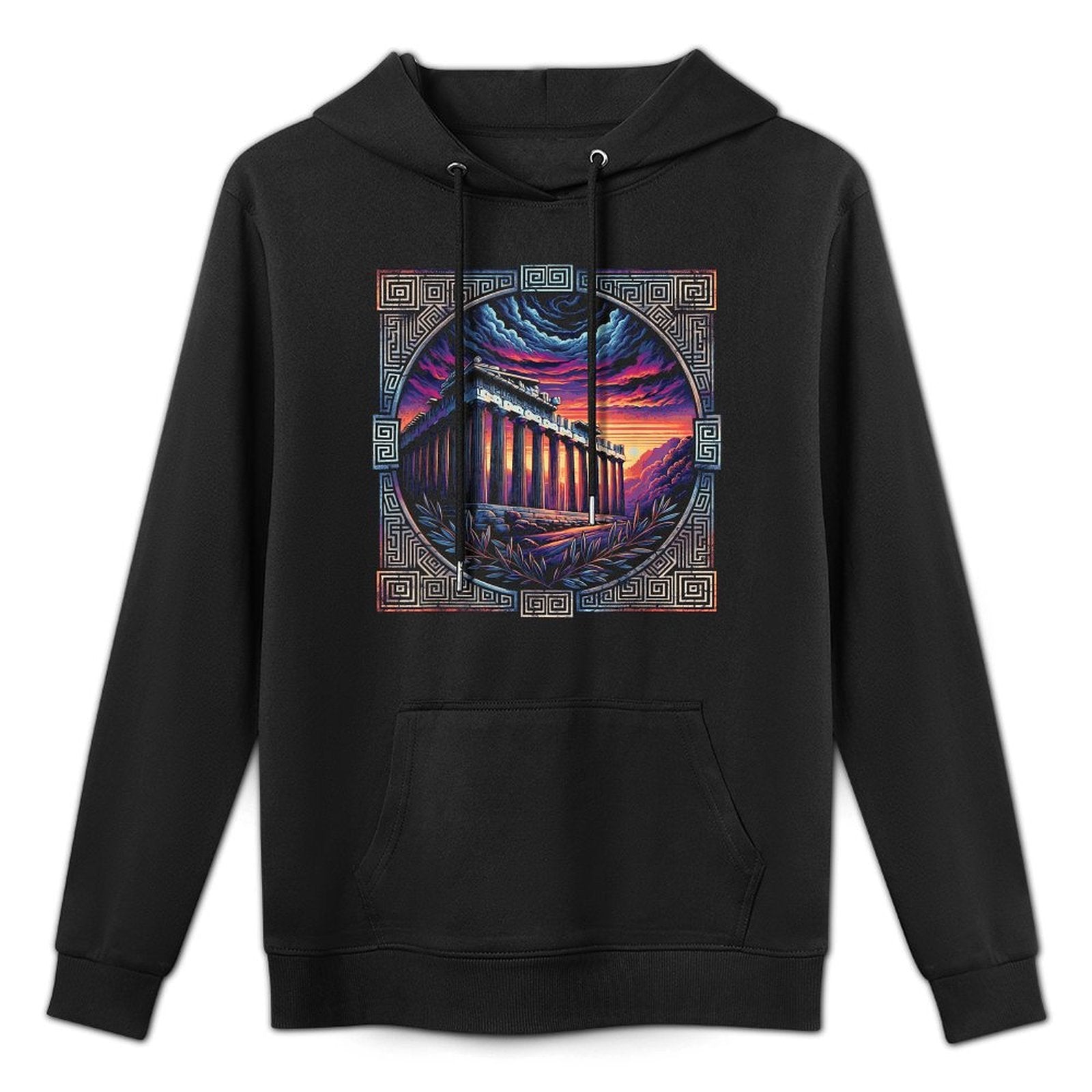 Retro Parthenon Athens Greece Landscape Sunset Customizable Surface Hoodie