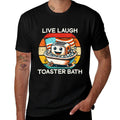 Live Laugh Toaster Bath Funny Saying USA Flag  Trendy Pattern T-Shirt