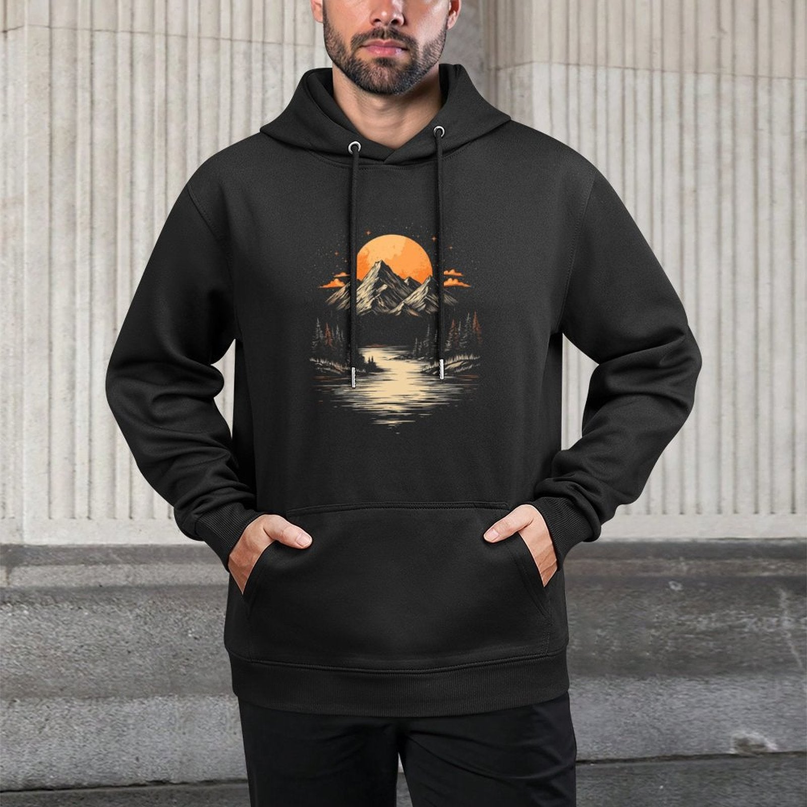 Minimalist Mountain Landscape Shape Retention Hoodie
