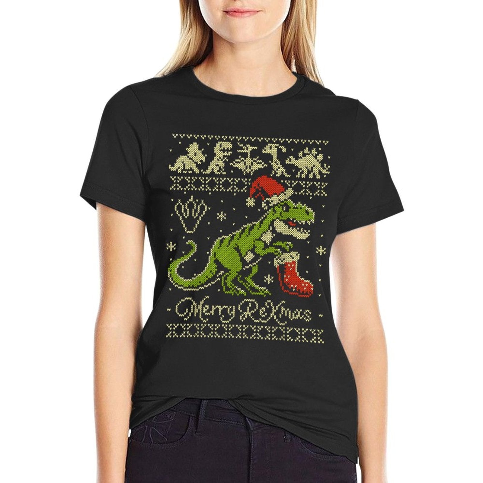 Dinosaur Ugly Christmas Sweater - Funny Christmas  Versatile T-Shirt