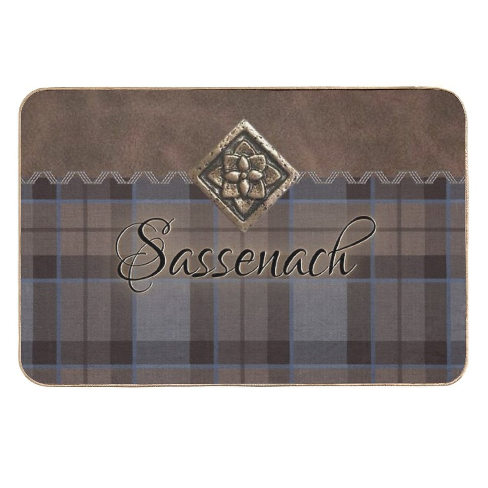 Outlander - Leather And Tartan with Metal Flower Accent  Rapid-Drying Bath Mat