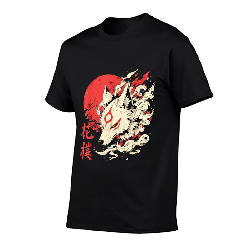 Vintage Animal Funny Fox Retro Okami Basic Meme Japan Style  Rolled Sleeves T-Shirt