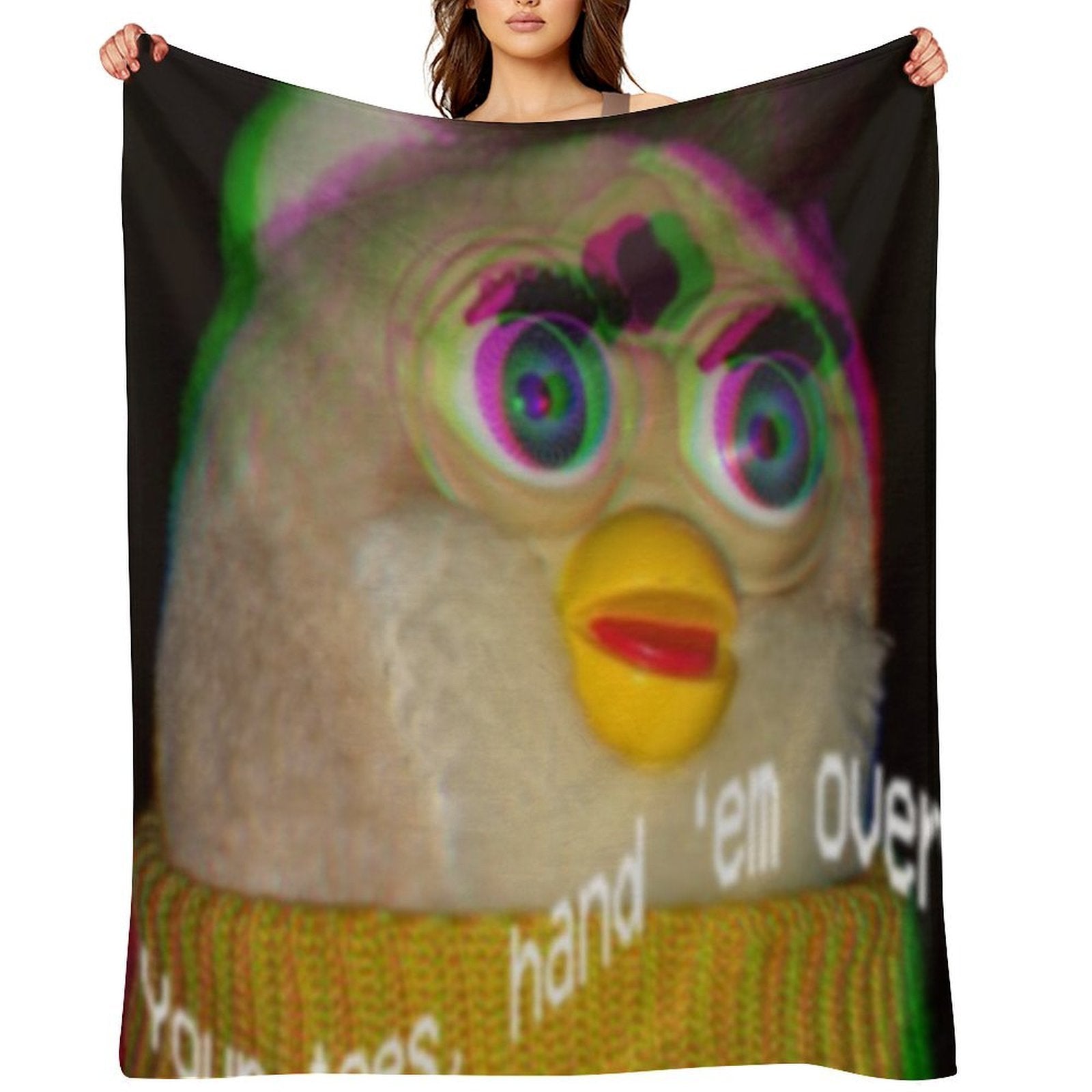 Long Furby Give Him Your Toes Anti-pilling Throw Blanket
