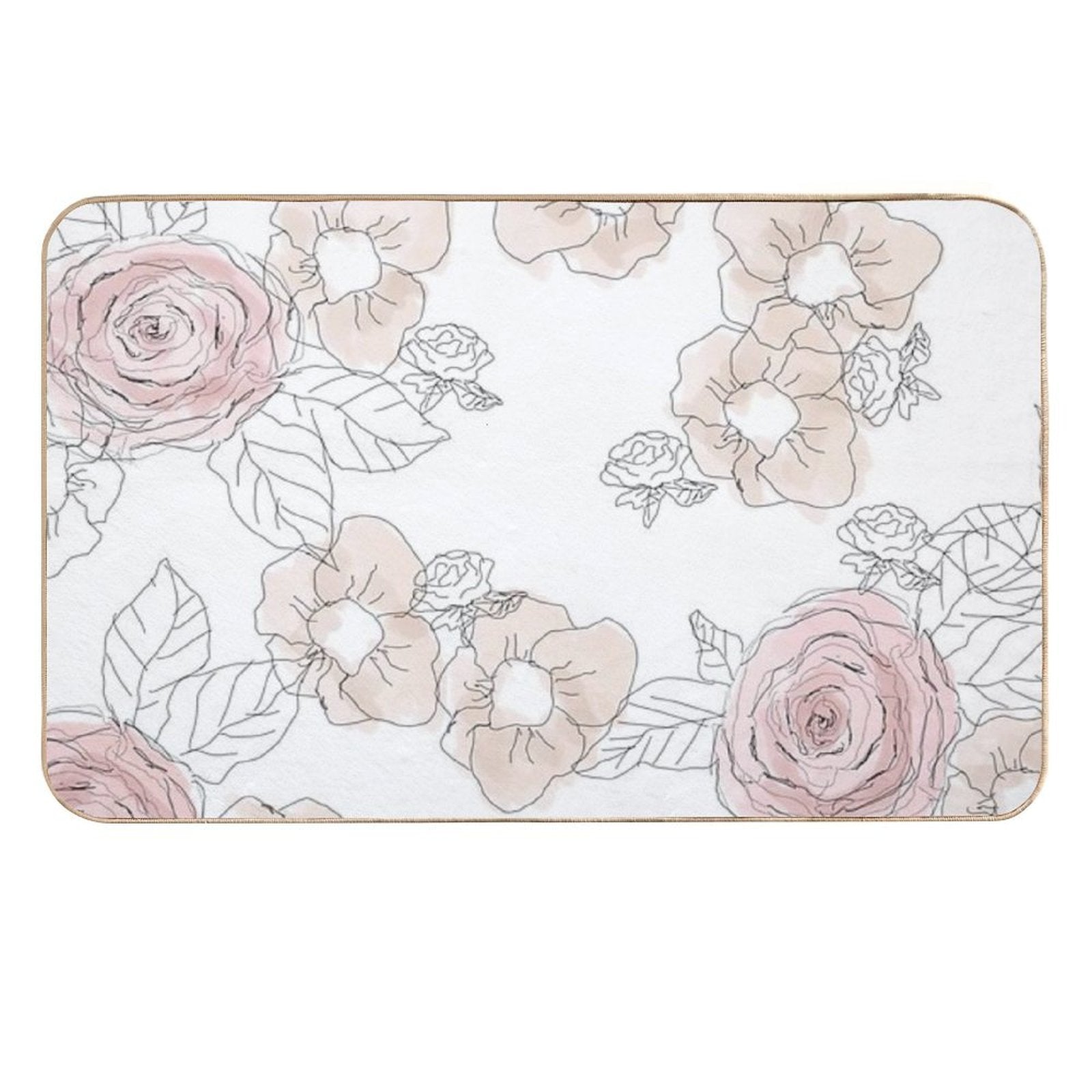 Sketchy Floral - Muted Pinks  Stain-Proof Bath Mat