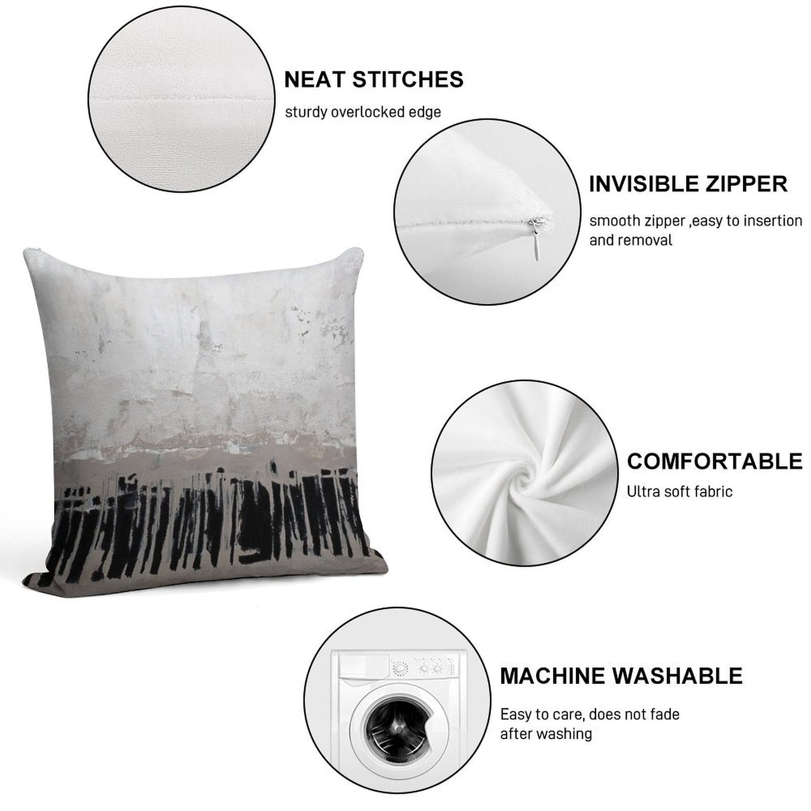 Beige Abstract Soft Home Decor Throw Pillow