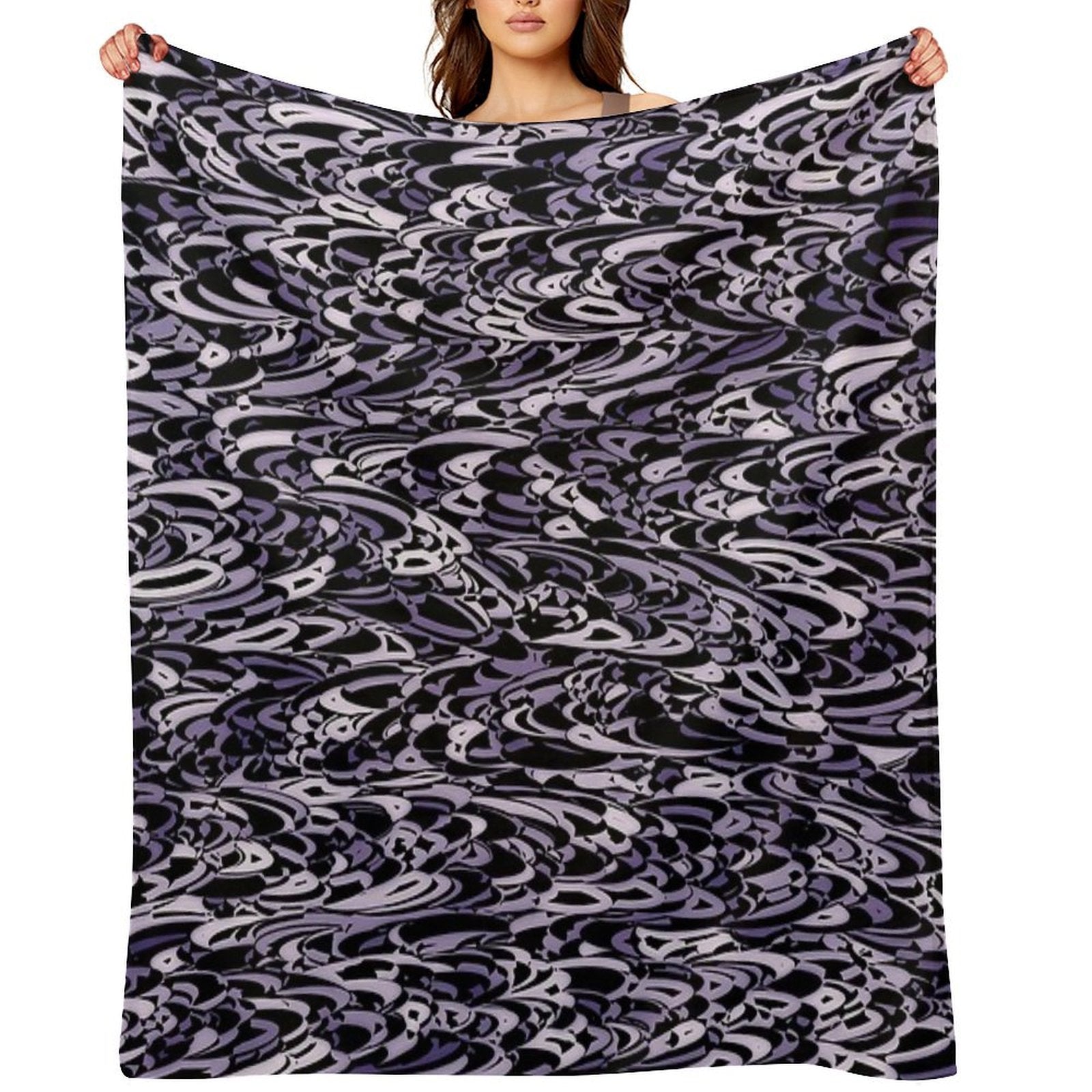 Abstract Purple Black - 7894 Plush Throw Blanket