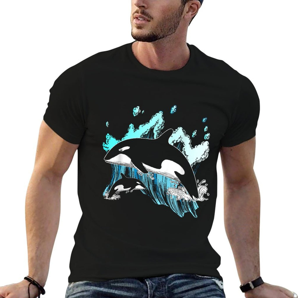 Killer Whale Ocean Lover Gift Idea Men Boys Kids Orca  Fade-proof Color T-Shirt